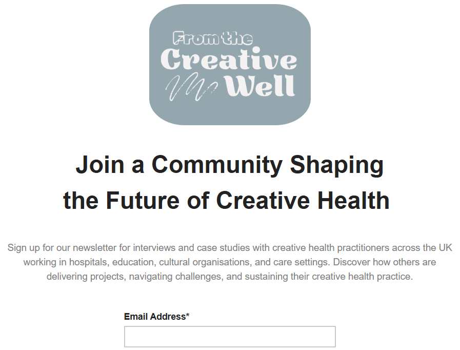 A screenshot of the top part of a newsletter landing page.