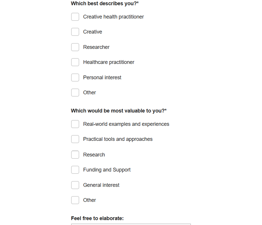 A screenshot of the bottom part of a newsletter landing page.
